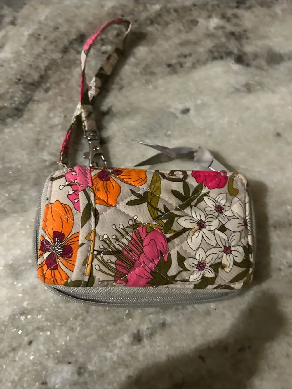 Vera Bradley Floral Wristlet in Pink, Orange & Yellow
